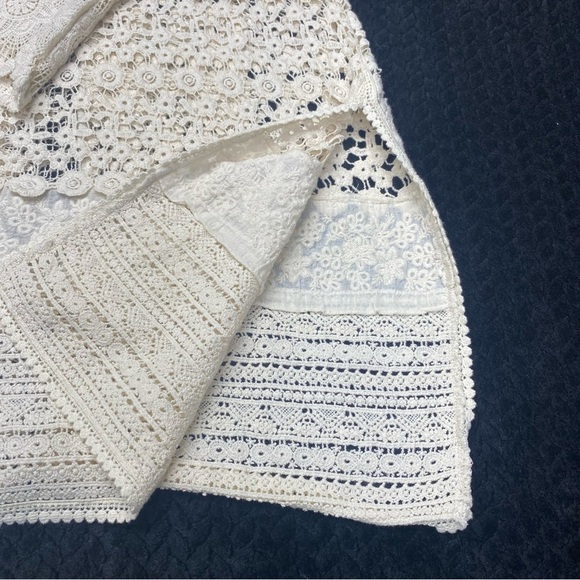 Cupio Ivory Lace Open Cardigan Side Slits Pockets Women’s LG COTTAGECORE BOHO - Picture 4 of 16